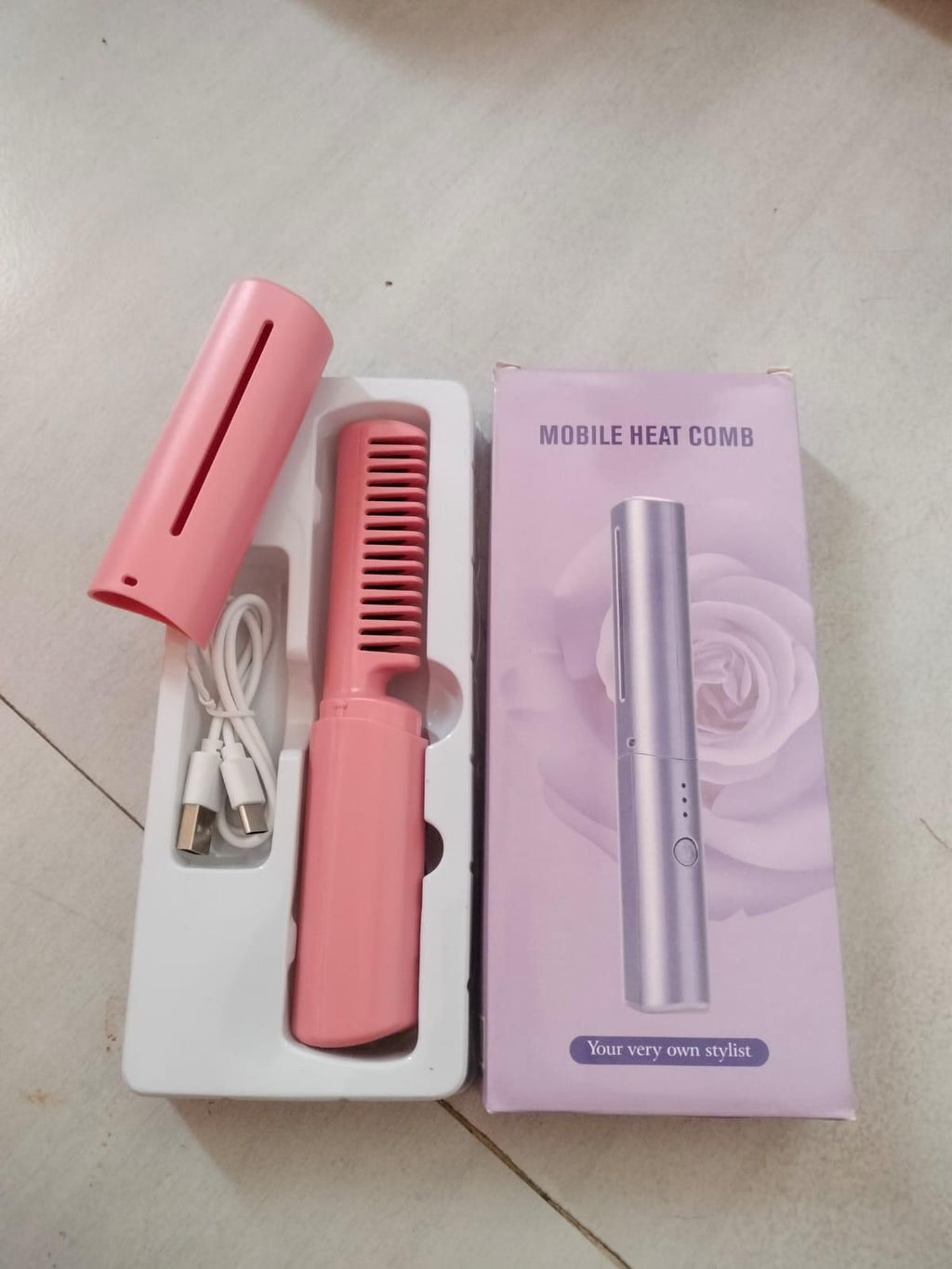 GlamEase Rechargeable Hot Comb Hair Straightener