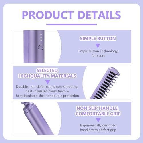GlamEase Rechargeable Hot Comb Hair Straightener