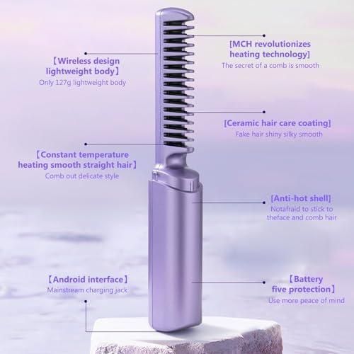 GlamEase Rechargeable Hot Comb Hair Straightener